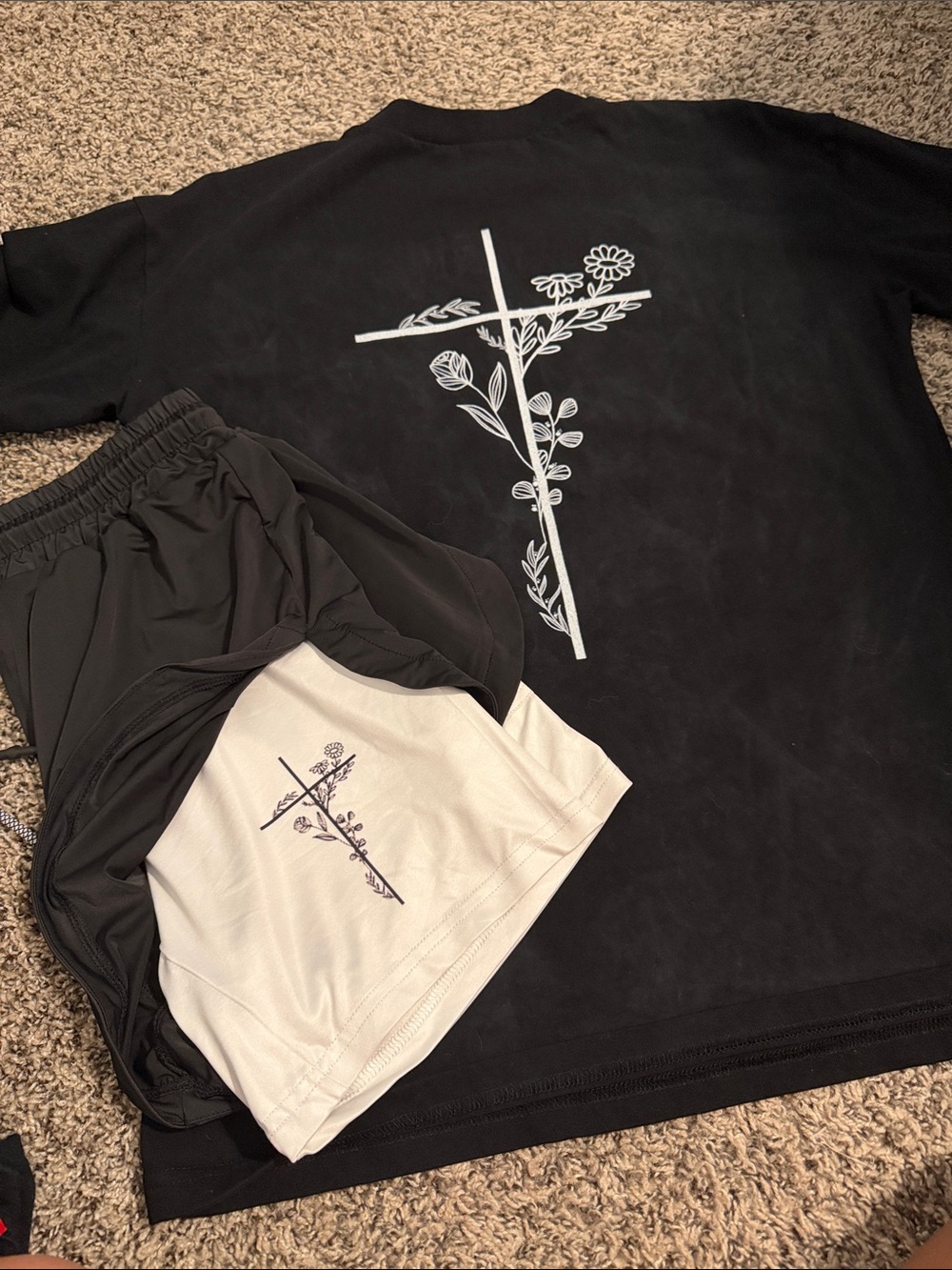 SAVD Women's Black Christian faith Bike Shorts with Inner Lining & matching top - Picture 8 of 8